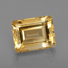 Citrino amarillo natural de 2,33 ct, corte esmeralda, VS