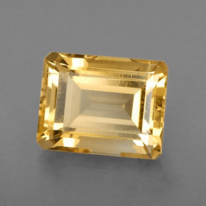 Citrino amarillo natural de 2,33 ct, corte esmeralda, VS