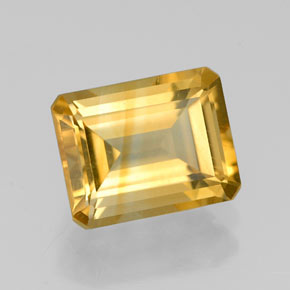 Citrino amarillo natural de 2,18 ct, corte esmeralda, VVS