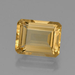 Citrino amarillo natural de 2,10 ct, corte esmeralda, VVS