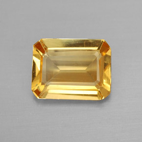 Citrino amarillo natural de 1,69 ct, corte esmeralda, VS