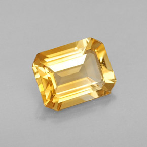 Citrino amarillo natural de 1,69 ct, corte esmeralda, VVS-VS