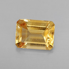 Citrino amarillo natural de 1,94 ct, corte esmeralda, VS