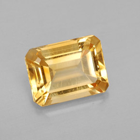 Citrino amarillo natural de 1,94 ct, corte esmeralda, VS