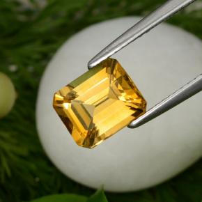 Citrino amarillo natural de 1,98 ct, corte esmeralda, VVS-VS