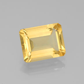 Citrino amarillo natural de 1,92 ct, corte esmeralda, VS