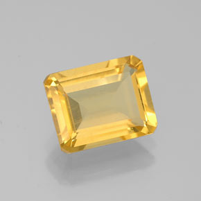 Citrino amarillo natural de 2,01 ct, corte esmeralda, VS