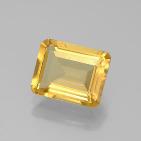 Citrino amarillo natural de 2,01 ct, corte esmeralda, VS