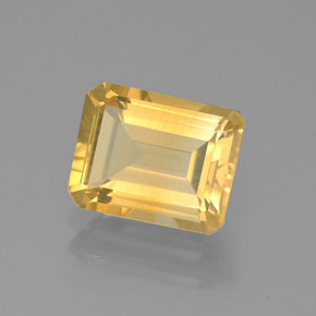 Citrino amarillo natural de 2,05 ct, corte esmeralda, VS