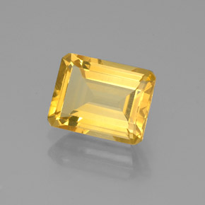 Citrino amarillo natural de 2,06 ct, corte esmeralda, VS