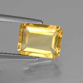 Citrino amarillo natural de 1,75 ct, corte esmeralda, VS