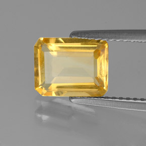 Citrino amarillo natural de 1,75 ct, corte esmeralda, VS