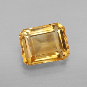 Citrino amarillo natural de 2,40 ct, corte esmeralda, VS