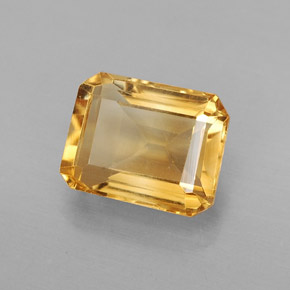 Citrino amarillo natural de 2,40 ct, corte esmeralda, VS