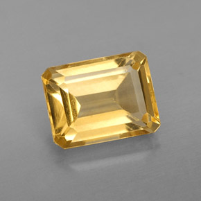 Citrino amarillo natural de 2,32 ct, corte esmeralda, VS
