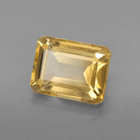 Citrino amarillo natural de 2,32 ct, corte esmeralda, VS
