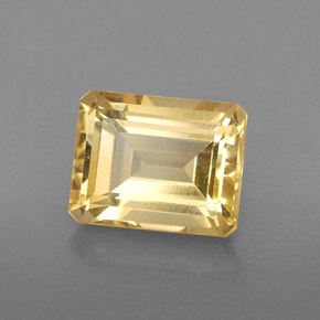 Citrino amarillo natural de 2,47 ct, corte esmeralda, VS