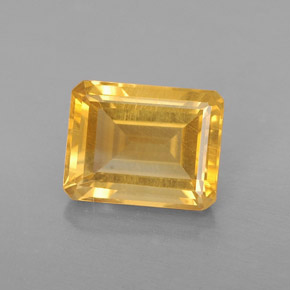 Citrino amarillo natural de 2,20 ct, corte esmeralda, VS