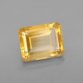 Citrino amarillo natural de 2,20 ct, corte esmeralda, VS