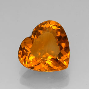 Citrino amarillo natural de 7,43 ct, forma de corazón, VVS