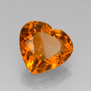 Citrino amarillo natural de 7,43 ct, forma de corazón, VVS