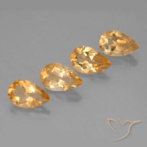 Gemas de Citrino Naranja medio natural de 3.11 ct, En forma de pera, VVS