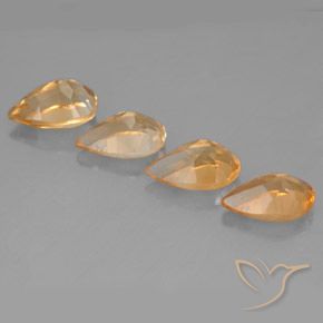 Gemas de Citrino Naranja medio natural de 3.11 ct, En forma de pera, VVS