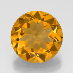 Citrino amarillo natural de 5,25 ct, corte redondo, VVS