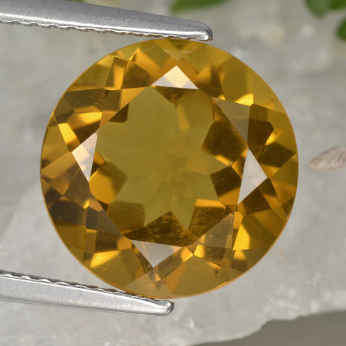Citrino dorado natural de 5,87 ct, corte redondo, VVS-VS