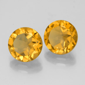 Gemas de citrino amarillo natural de  ct, corte redondo, VVS-VS