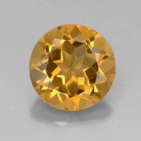 Citrino amarillo natural de 4,28 ct, corte redondo, VS