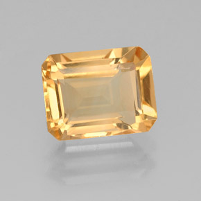 Citrino amarillo natural de 2,18 ct, corte esmeralda, VS