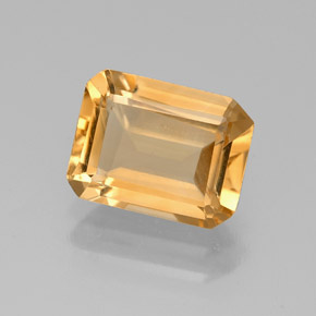 Citrino amarillo natural de 1,84 ct, corte esmeralda, VS