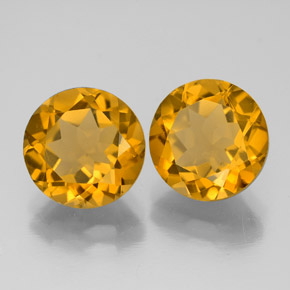 Gemas de citrino amarillo natural de  ct, corte redondo, VVS-VS