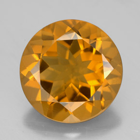 Citrino amarillo natural de 7,69 ct, corte redondo, VS