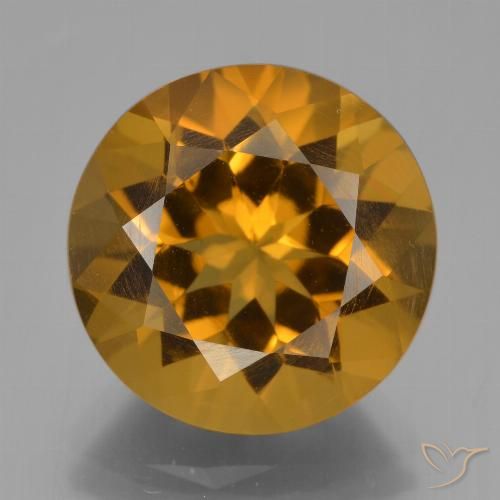 8.07ct Natural Marrón-oro Citrino, Redondo, VVS