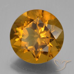 Citrino Marrón-oro natural de 8.07 ct, Redondo, VVS