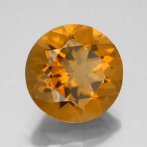 Citrino Marrón-oro natural de 8.78 ct, Corte Redondo, VVS-VS