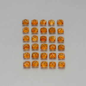 Gemas de citrino naranja natural de  ct, cuadrado, VVS-VS