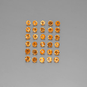 Gemas de citrino naranja natural de  ct, corte redondo, VVS-VS