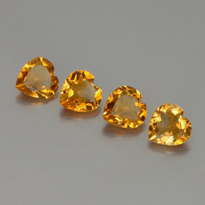 Gemas de citrino dorado natural de 3,95 ct, forma de corazón, VS