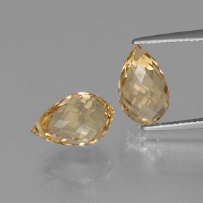 Gemas de Citrino Dorado claro natural de 8.48 ct, Corte Briolette, VVS