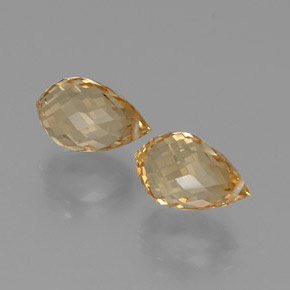 Gemas de Citrino Dorado claro natural de 8.48 ct, Corte Briolette, VVS