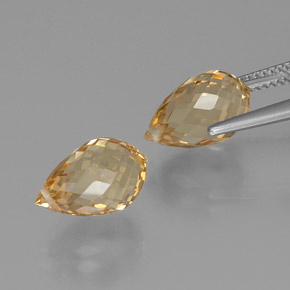 Gemas de Citrino Dorado claro natural de 8.48 ct, Corte Briolette, VVS