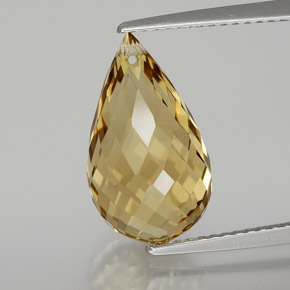 Citrino dorado natural de 6,52 ct, briolette, VVS