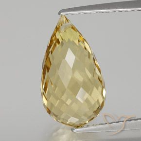 6.91ct Natural Dorado Citrino, Corte Briolette, VVS-VS