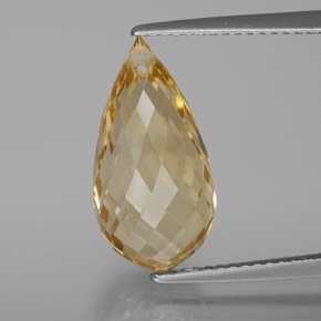 Citrino dorado natural de 7,09 ct, briolette, VVS