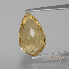 7.50ct Natural Naranja dorado Citrino, Corte Briolette, VVS-VS