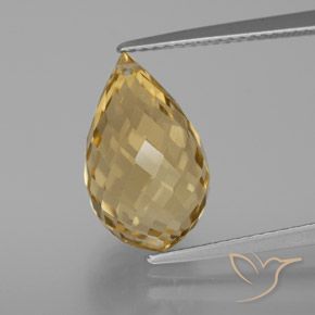 7.33ct Natural Naranja dorado Citrino, Corte Briolette, VVS-VS