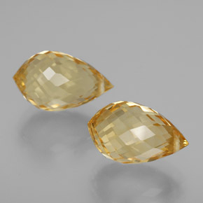 Gemas de citrino dorado natural de 7,77 ct, briolette, VVS-VS